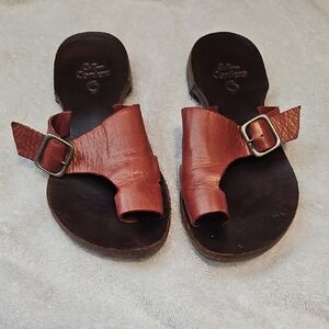 Colleen cordera Women's Leather Buckle Slide Sandals Rose Sz 7